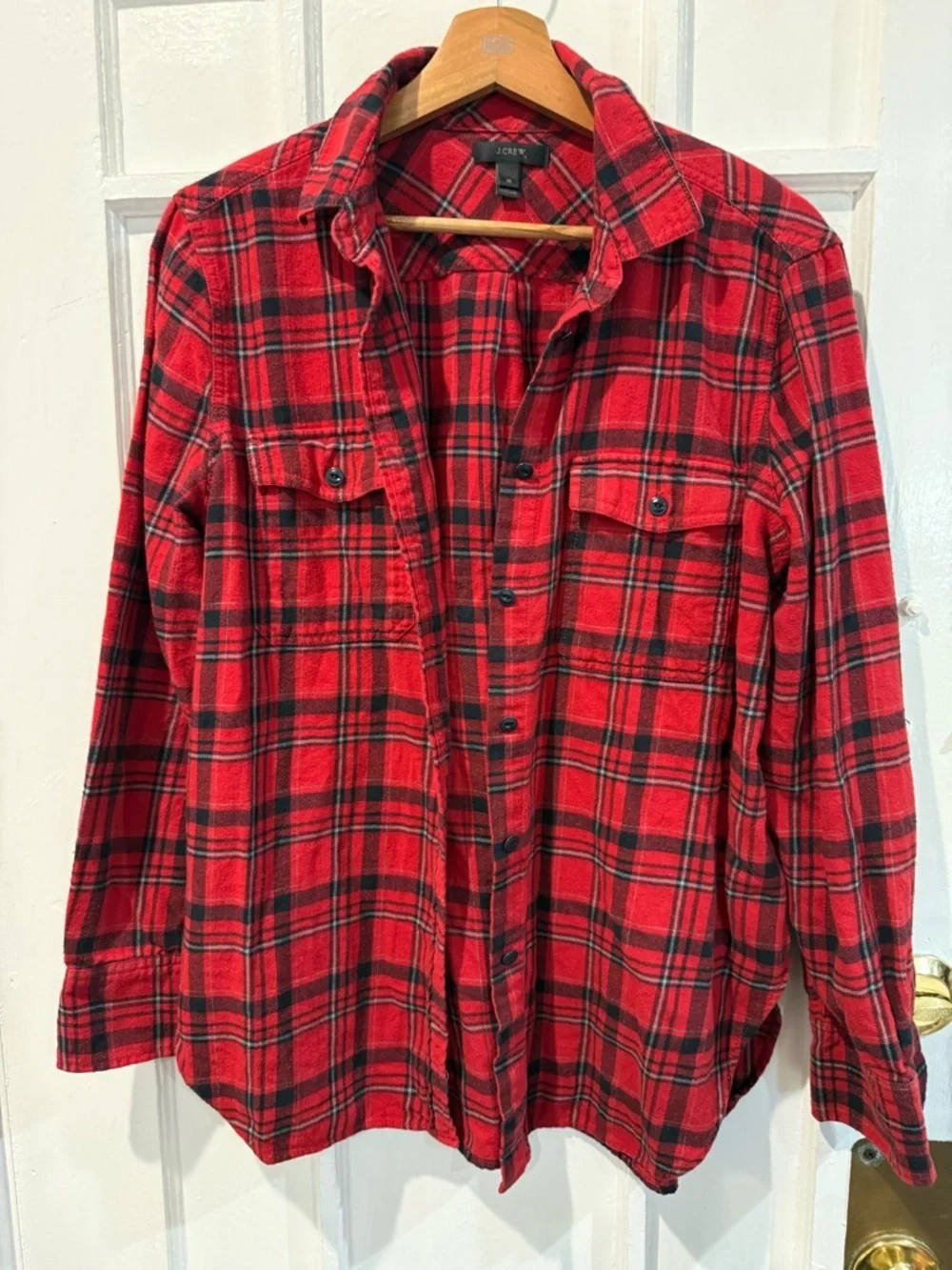 J. Crew Red and Black Plaid Flannel Shirt